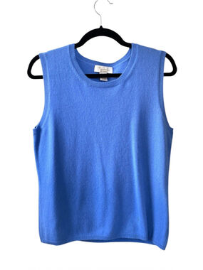 Mainbocher 100% Cashmere Blue Sweater Vest Tank Size L